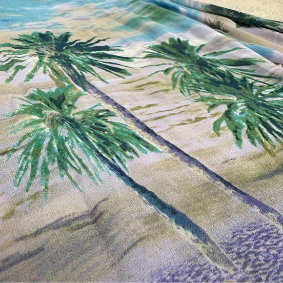 Vintage Nancy Bolen City Girl 100% Silk Tropical Print Beaded Button Down Shirt - Picture 7 of 17